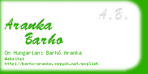 aranka barho business card
